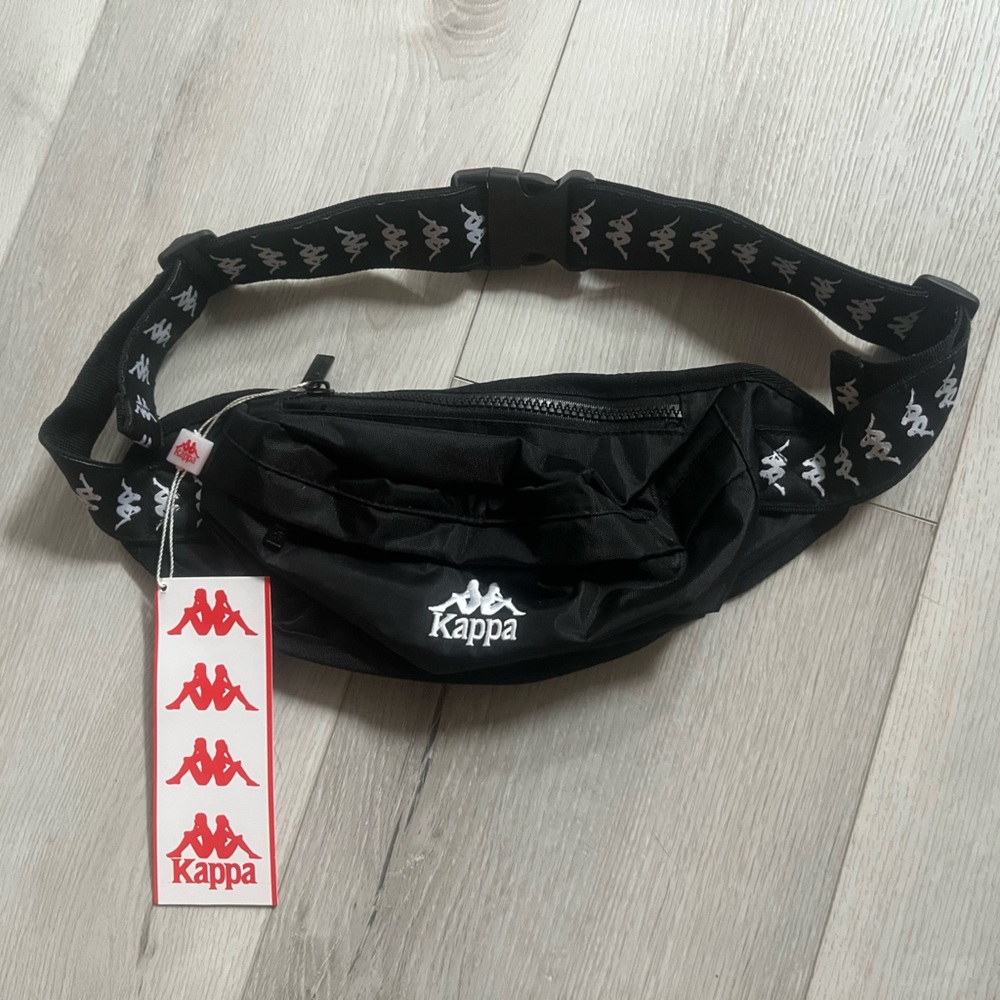 Kappa Black Chest Pack with Logo Strap